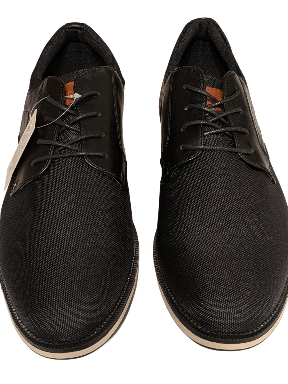 Men's Black Derby Shoes with Tan Accent